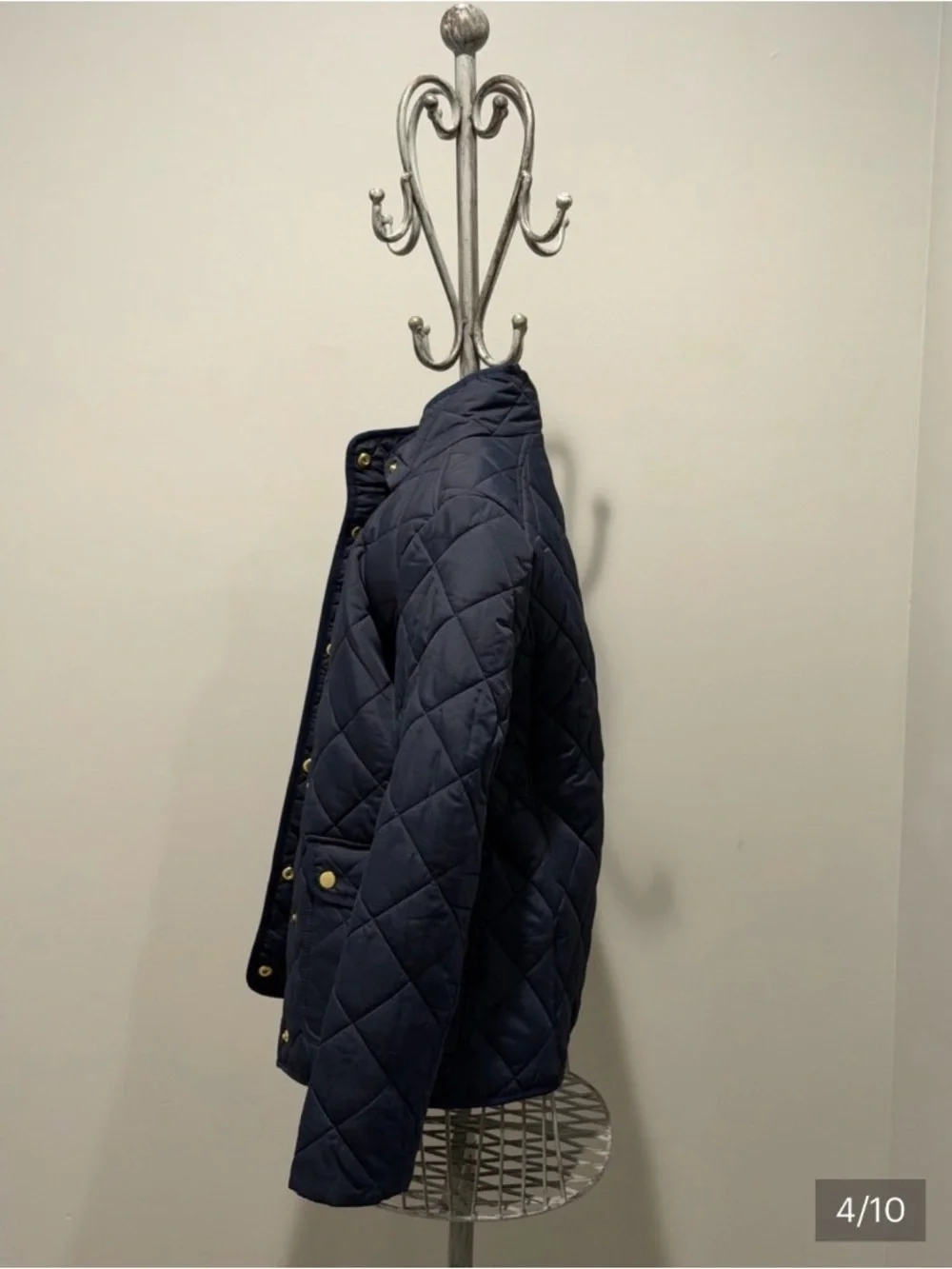 BUNDLE OF 2: J. Crew Quilted Wine Red & Navy Blue Puffer Jackets with Gold Snaps